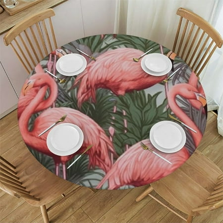 

Autua Flamingos Palm Leaves Round Table Cover Stain Resistant and Washable for Indoor and Outdoor Use 100% Polyester Tablecloth for Dining and Parties Various Sizes Available 42 -46