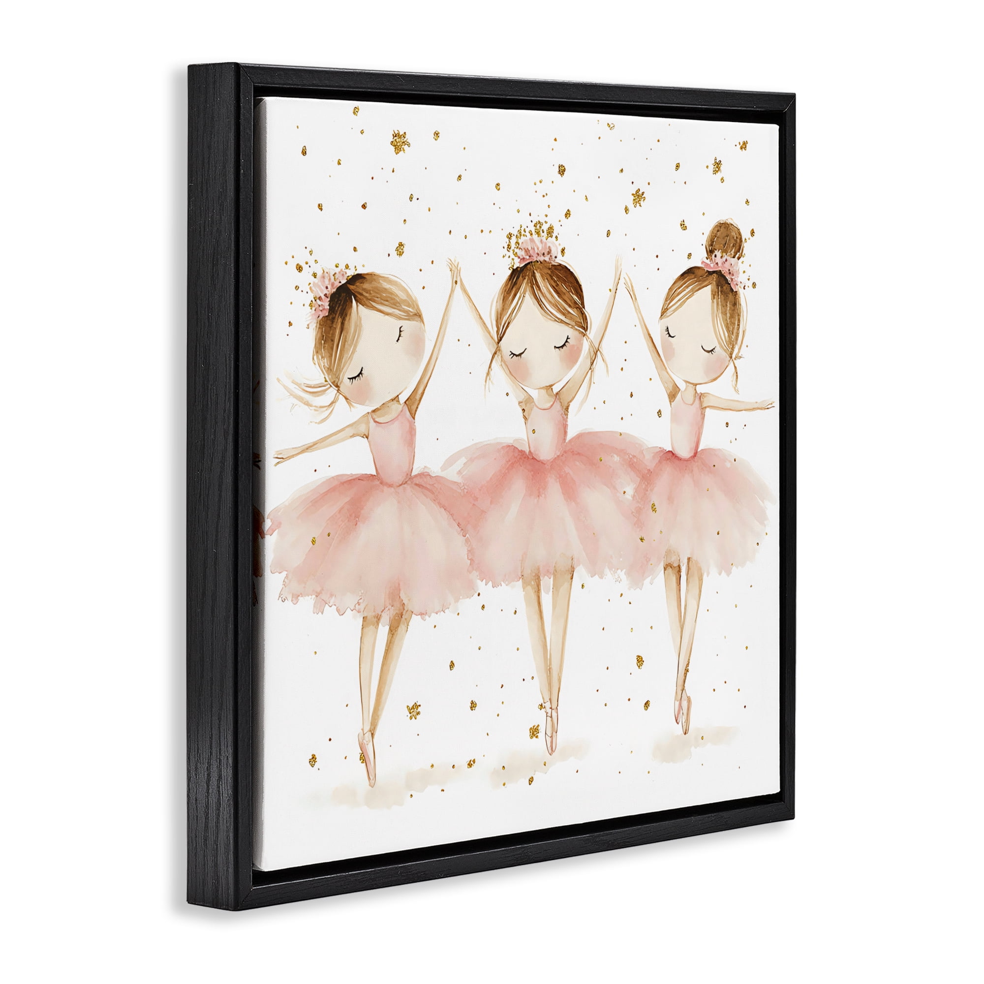 Stupell Industries Trio Of Ballerinas Black Framed Floater Canvas Wall Art, design by Creative Studio