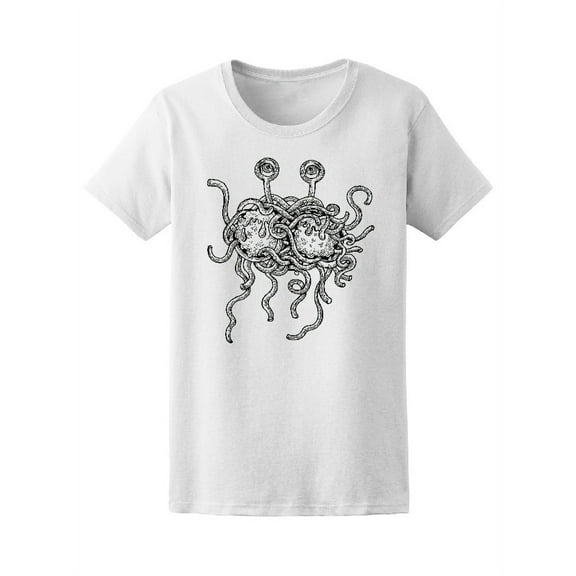 Flying Spaghetti Monster B&W T-Shirt Women -Image by Shutterstock, Female Large