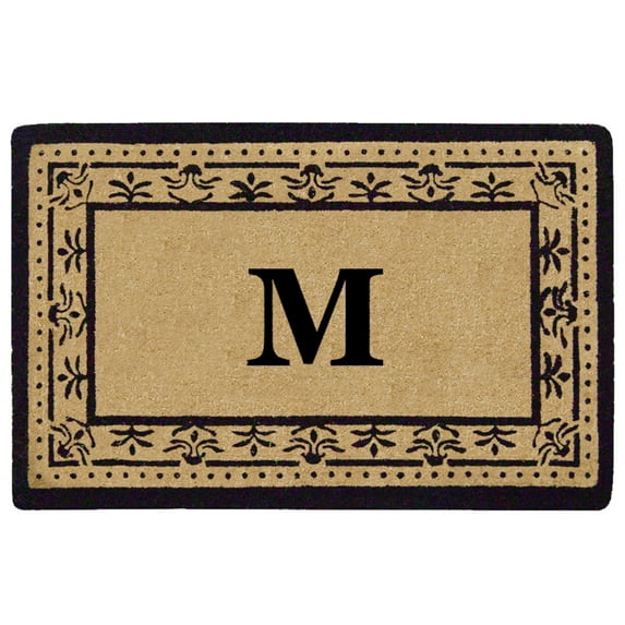 Corinthian Black 22" x 36" HeavyDuty Coir Doormat - Monogrammed M