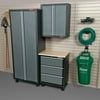 Coleman 3pc Garage Cabinet Set with 3-Drawer Base Unit, Grey