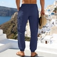 thumbnail image 6 of Men's Casual Linen Cargo Pants Workout Joggers Stretch Lounge Athletic Pants Drawstring Sweatpants with Pockets, 6 of 9