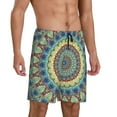 thumbnail image 2 of Naloa Round Mandala1 Men's Short Pajama Pants, Lounge Comfort Shorts with Elasticized Waistband and Side Pockets - Small, 2 of 9
