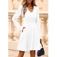 thumbnail image 3 of Vestido PRETTYGARDEN 2025 Suéter de Manga Larga con Escote en V Blanco XL, 3 of 8