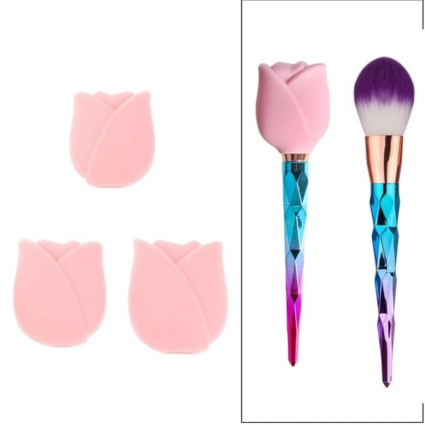 3x Funda de silicona portátil para brochas de maquillaje Fácil de