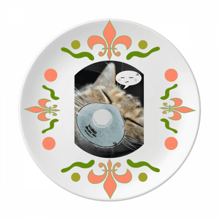 

Helpless Squinting Expression Head Cat Flower Ceramics Plate Tableware Dinner Dish