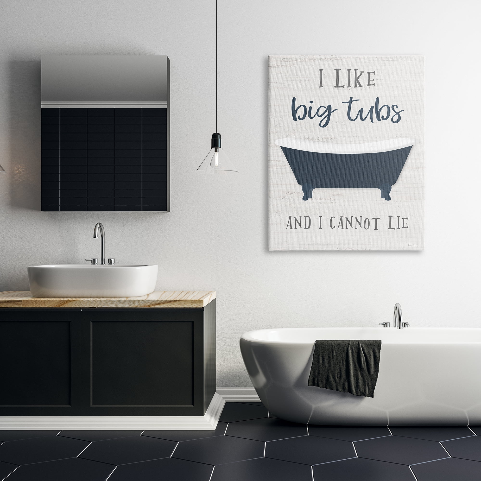 Stupell Industries Like Big Tubs Bathroom Phrase Good Hygiene Humor Typography Painting Gallery Wrapped Canvas Print Wall Art, 36 x 48
