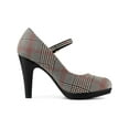 thumbnail image 3 of BLISSFUL STEP Women's Pump Plaid Platform Stiletto Heels Pumps Brown 8, 3 of 7