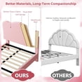 thumbnail image 6 of Upholstered Twin Size Bed Frame with Scallop Headboard, Cute Velvet Twin Bed , Sturdy Platform Bed, No Box Spring Needed, Wooden Slats, Noise Free, Pink, 6 of 9