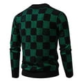 thumbnail image 3 of Hinvhai Men's Plaid Print Knitted Long Sleeve Pullovers Crewneck Sweater Top Green XL(XL), 3 of 3