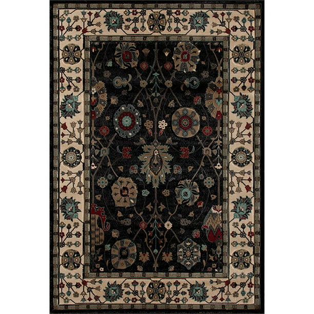 Red Fl Polypropylene Area Rug, Black And Red Area Rugs