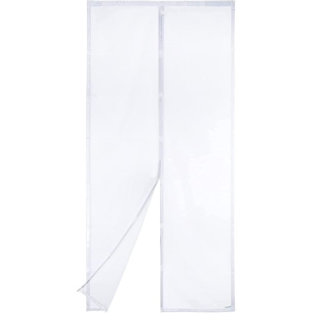 Mosquitera magnética para puerta Vp: malla resistente, sello magnético de arriba a abajo, cierre automático, mantiene el aire fresco en el interior (90x210, blanco) Hy