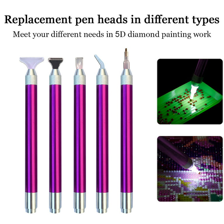 5 Pieces LED Diamond Painting Drill Pen 5D Diamond Painting Lighted Pen  Diamond Painting Accessories , Pen Heads for Painting Craft 
