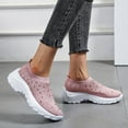 thumbnail image 4 of Dakaela Women's Mesh Walking Shoes Rhinestone Glitter Slip on Arch Support Running Sock Sneakers Pink 9, 4 of 7