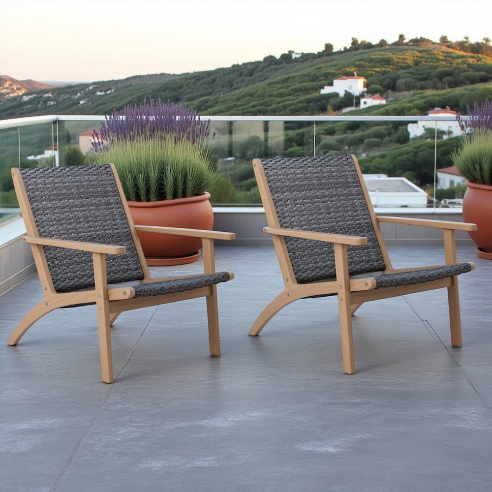 Outdoor Escape Gray Club Chairs Set of 2, Comfy Patio Chair for Outdoor Seating