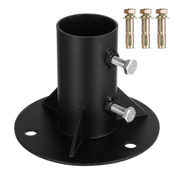 Chain Link Fence Post Floor Flange Base, 2'' Heavy Duty Round Fence Post Base, Fence Parts for Metal Post with Floor Bracket, Mailbox Round Post Mount, Fit OD 1-7/8'' Pipe