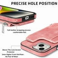 thumbnail image 6 of Feishell Back Case for iPhone 13,Compatible with Magsafe Charging,Premium PU Leather Back Flip Wallet Cover with Credit Card Slots & Zipper Pocket Shockproof Protective Phone Case,Pink, 6 of 13
