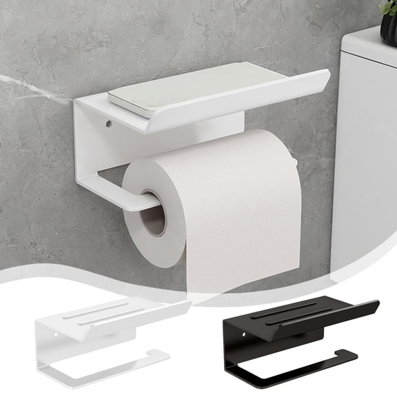 Viflosae Storage Rack Bathroom Organizers Toilet Aluminum Alloy Roll Paper Rack No Punching Household Toilet Tissue Rack Bathroom Phone Storage Rack Comes with Installation Accessories