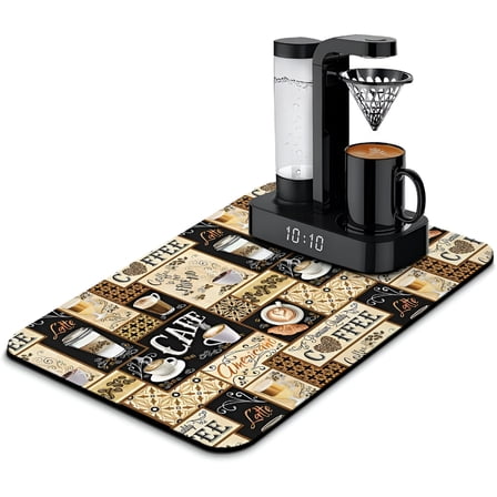 ACDANC Fun Coffee Mat 23inx15in,Coffee Bar Mat for Countertops,Absorbent Hide Stain Anti-Slip Coffee Bar Accessories Fit Under Coffee Machine Mat,Dish Drying Mats for Kitchen