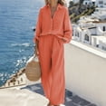 thumbnail image 3 of Yokua Women's long sleeved shirt two-piece loose cotton and linen button up cardigan pants set, 3 of 9
