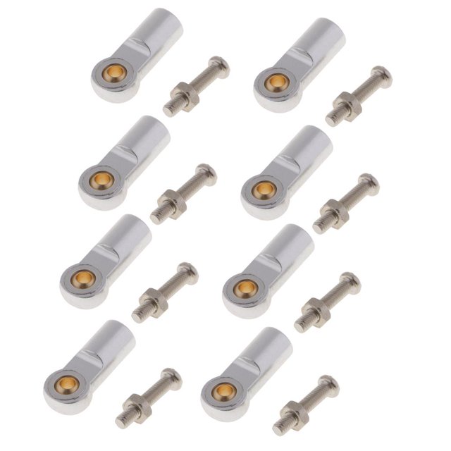 Soporte de cabeza de bola M3 de 8 piezas, para extremo de barra de enlace axial, junta de bola para coche RC 1/10 Plata perfke Hebilla de cabeza esférica