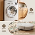 thumbnail image 5 of ODIKA 6'x9' Ultra-Soft Area Rug, Beige Vintage Dining Mosaic Distressed Scroll Neutral Cream Textured None Washable, Bare feet friendly, Silk-Touch for Guest Room, Bedroom, 5 of 7