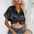 thumbnail image 2 of Chbgutlmr Button down Shirts for Women Lapel Neck Stain Short Sleeve Blouses Business Casual Work Tops, 2 of 8