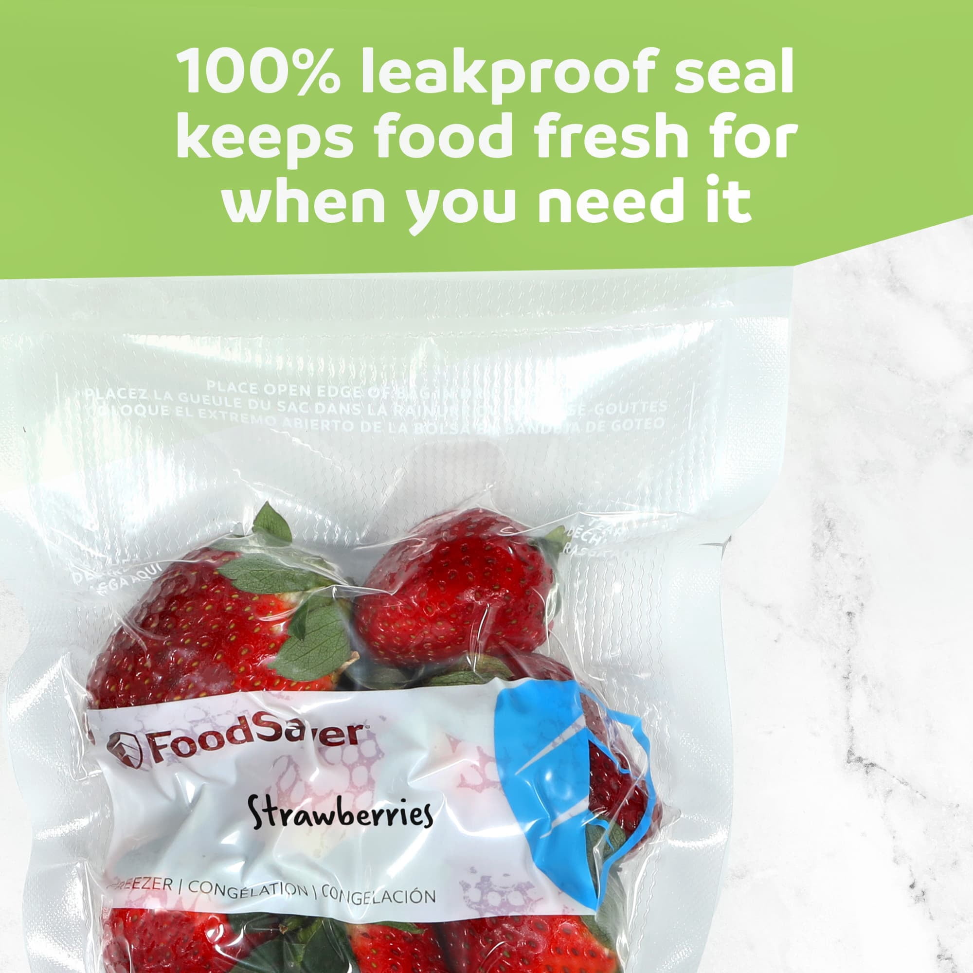 FoodSaver Pint Vacuum Seal Bags, 60 Count Pre-Cut BPA-Free Freezer Bags, Align to Seal & Tear to Open for Food Freezer, Sous Vide, and Meal Prep