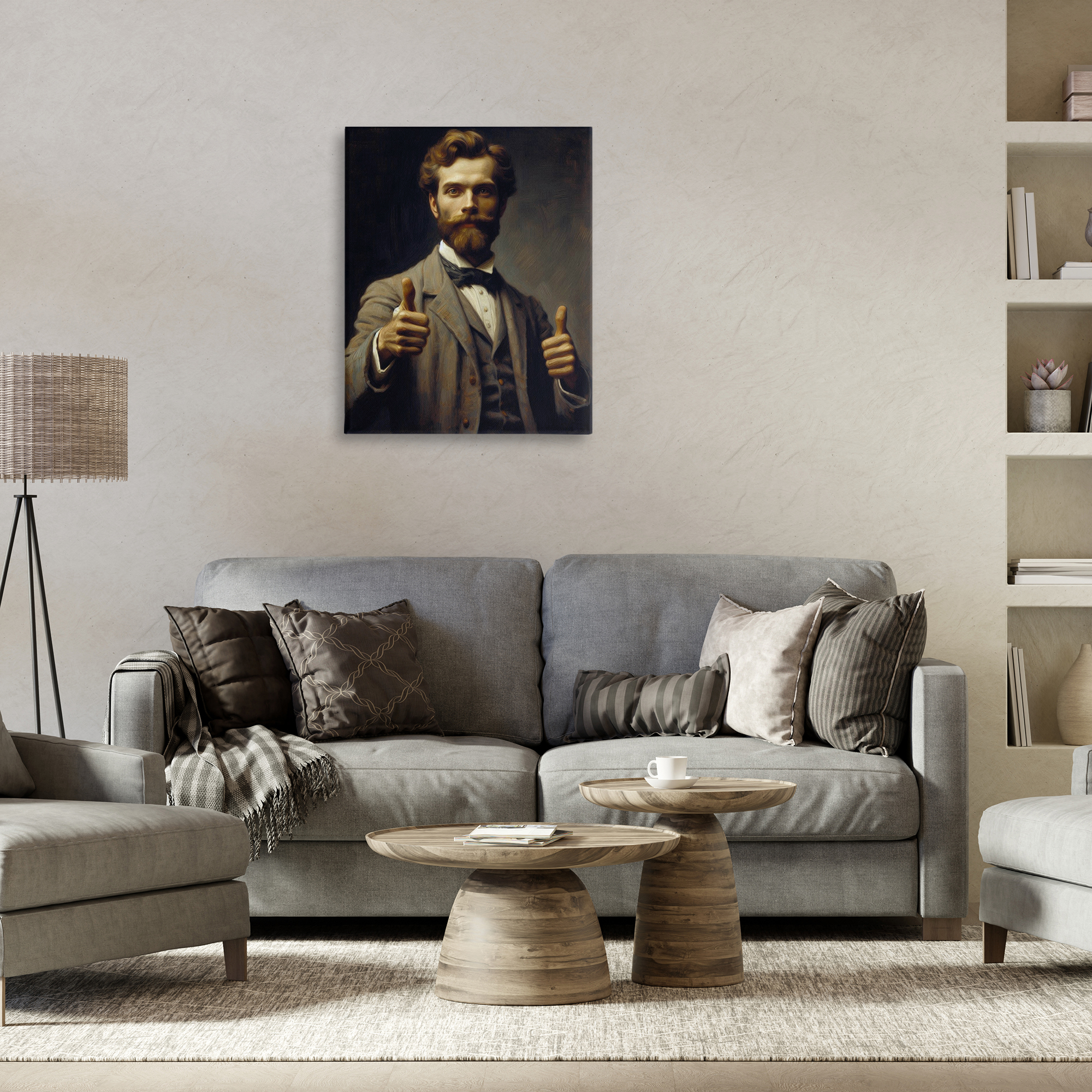 Funny Thumbs Up Gentleman Canvas Wall Art, design by Lettered and Lined