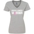 thumbnail image 3 of Inktastic Breast Cancer Warrior Women's V-Neck T-Shirt, 3 of 5