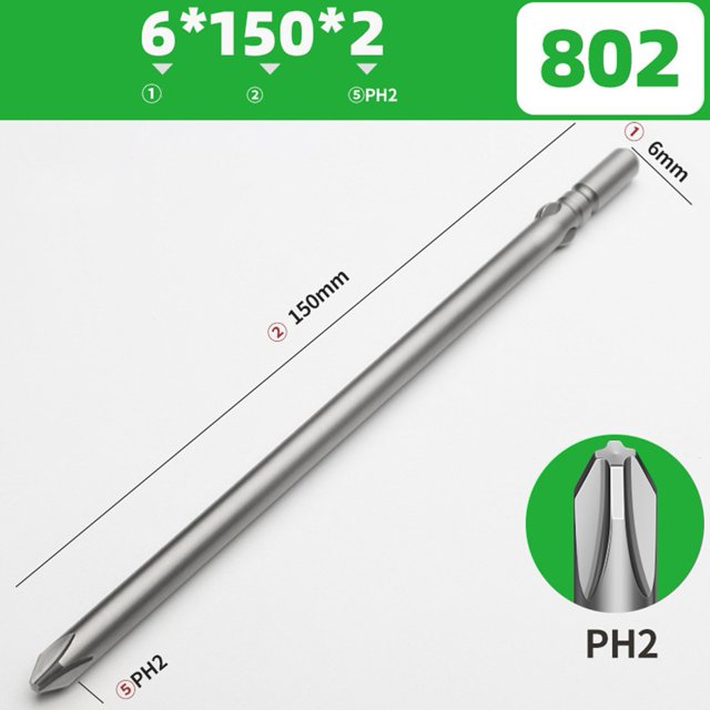 Cross Screwdriver Bit Magnetic Batch Head 60-200mm Ph0 Ph1 Ph2 Electric Driver Non-Slip Hex Shank Screwdriver Hand Tools 150Xph2