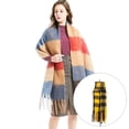 thumbnail image 4 of Bufanda de invierno Macarena para Mujer Tartán Gran Rejil Suaves Chal Amarillo, 4 of 7