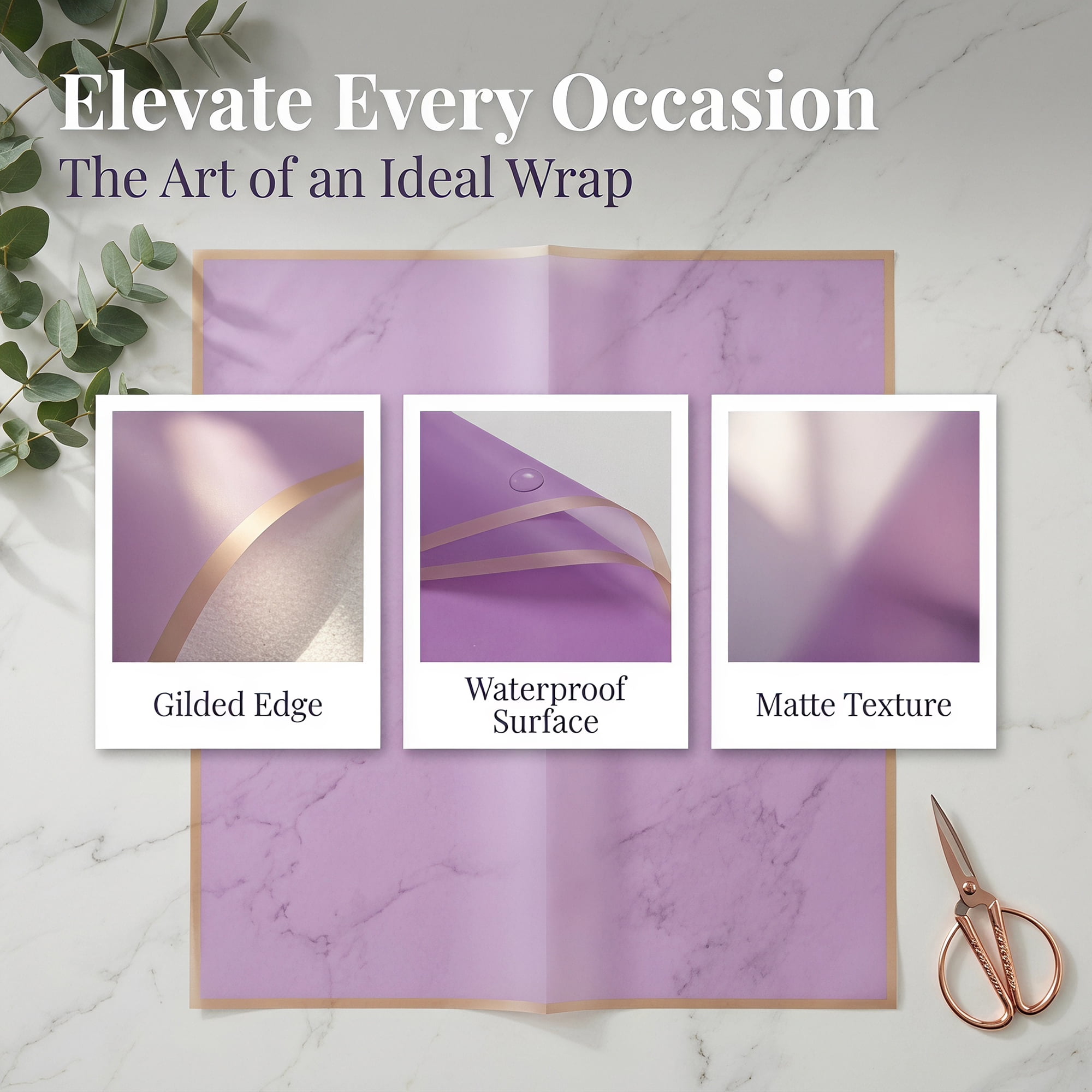 Unique Bargains 20Pcs Waterproof Matte Gift Wrapping Paper Sheets Light Purple 22" x 22"