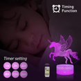 thumbnail image 5 of Unicornio Luz Nocturna 3D Para Habitación De Niñas 5 Patrones Lámpara De Ilusión De Luz Led 7 Colores Que Cambian Toque Y Control Remoto Unicornio Juguetes Regalos De Cumpleaños Para Niña, 5 of 5