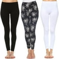 thumbnail image 1 of White Mark Women's 3-Pack Soft Stretchable Tropical Print Leggings, 1 of 2