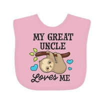 Inktastic My Great Uncle Loves Me with Sloth and Hearts Boys or Girls Baby Bib