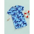 thumbnail image 4 of Baby Boy One Piece Swimming Suits Infant Toddler Baby Boy Swimwear Short Sleeve Beachwear Zipper Rash Guard Beach Bathing Suits, 4 of 10