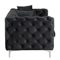 thumbnail image 4 of Morden Fort Modern Contemporary Love Seat with Deep Button Tufting Dutch Velvet, Solid Wood Frame and Iron Legs-Black, 4 of 8