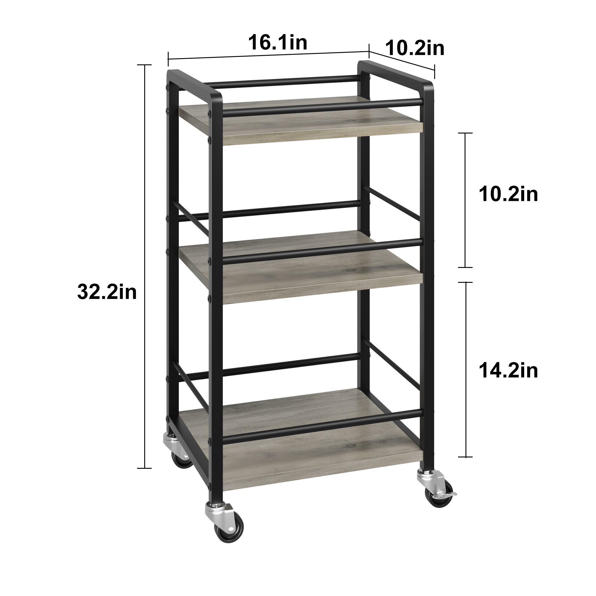 3 Tier Bar Cart for Home Mini Bar Carts for the Home with Wheels Liquor Cart Coffee Bar Cabinet Utility Kitchen Storage Island Serving Cart Grey