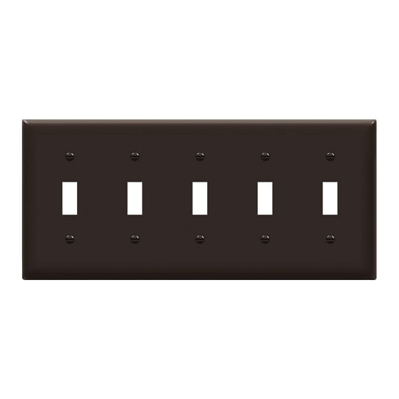 ENERLITES Toggle Light Switch Wall Plate, Glossy Finish, 5-Gang 4.50" x 10.03", Unbreakable Polycarbonate Thermoplastic, UL Listed, 8815-BR, Brown