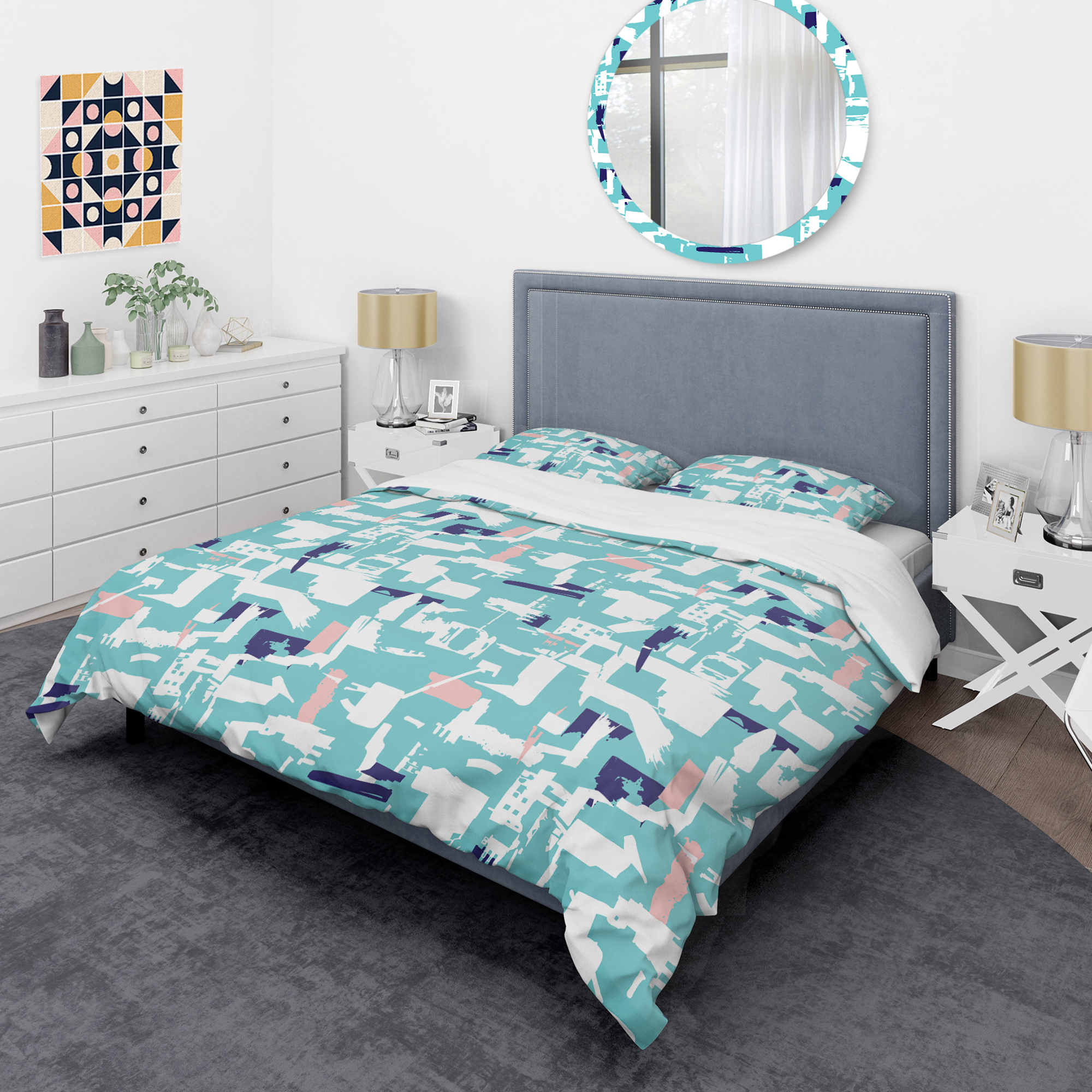 Designart 'Retro Artisan Abstract I' Mid-Century Modern Duvet Cover Set