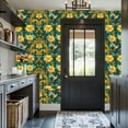 thumbnail image 3 of Peel and Stick Wallpaper Vibrant Yellow Floral Butterflies Dark Green Wall Mural 17.7in x 9.8ft Self Adhesive Removable Wall Paper Renter Friendly Wallpaper for Nursery Bedroom Cabinets, 3 of 8