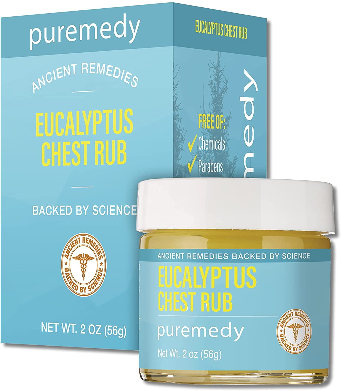 Puremedy Eucalyptus Chest Rub All Natural Salve Balm Helps Promote Deep Breathing and Relaxation for Cold, Congestion, Safe for Adults, Kids, 2 oz (Pack of 1)