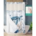 thumbnail image 2 of No Hook Shower Curtain with Snap in Liner, Summer Sea Turtle Ocean Coral Seaweed Shell Marine Life Vintage Shower Curtains for Bathroom, Washable Inner Liner with Mesh Top Window, 54"x78", 2 of 6