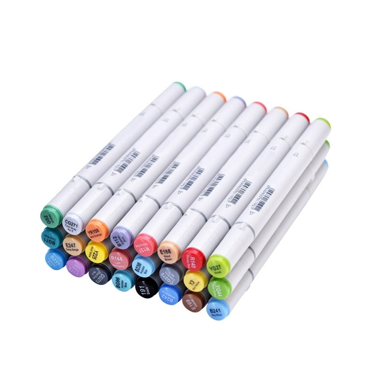 Drawing 24 Colors Double Sided Markers Pen Sketch Set + Black
