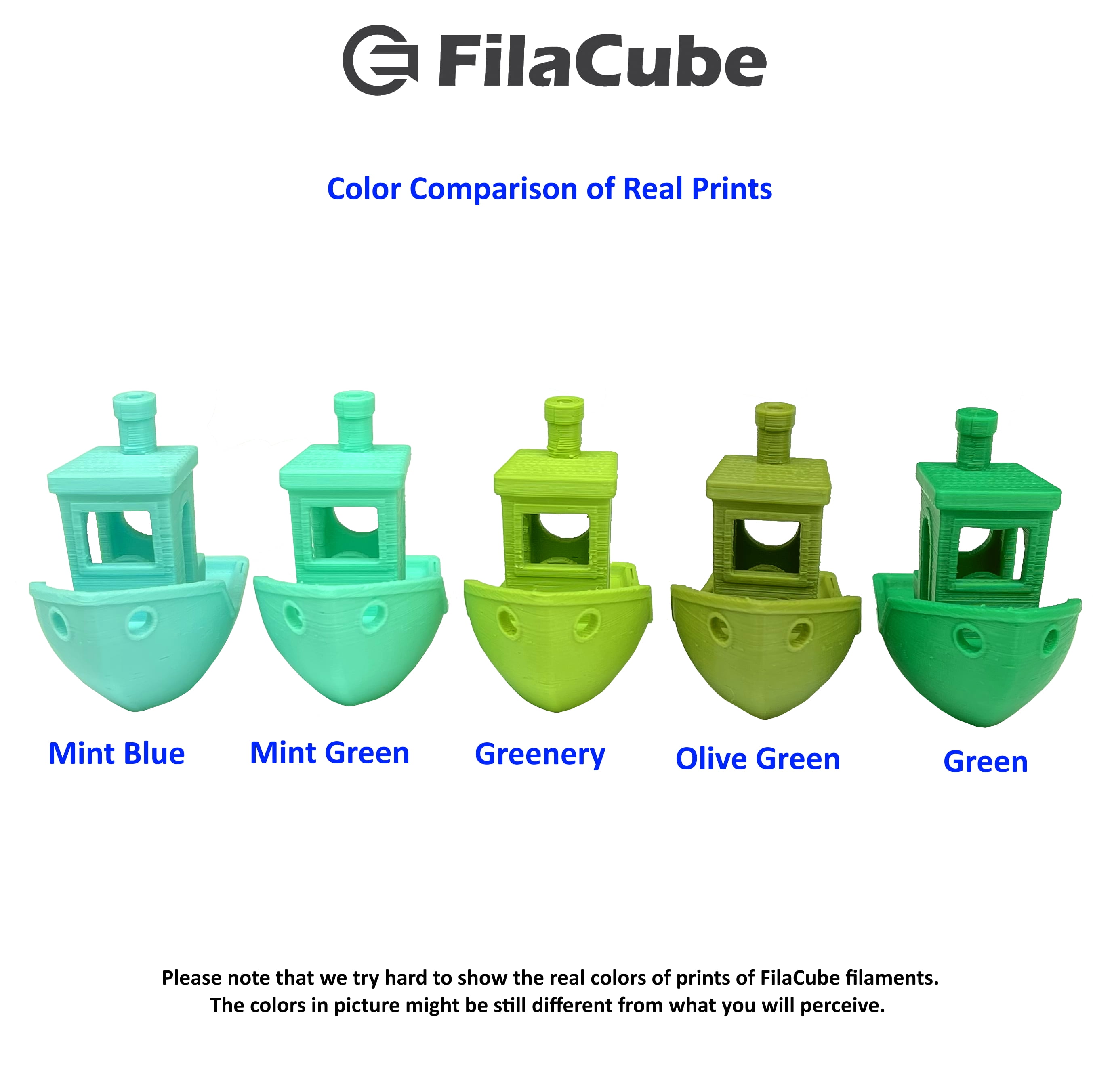 Mint Blue (combination of green, blue and a hint of white, light blue) 1.75mm 1kg FilaCube PLA 2 (PLA 2nd Generation) 3D FDM/FFF Printer Filaments [Made in USA]