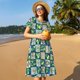 thumbnail image 4 of Balery Lemon and Leaves Vestidos sueltos de manga corta para mujer, vestidos de verano 2025, vestidos casuales de corte A con vuelo., 4 of 6