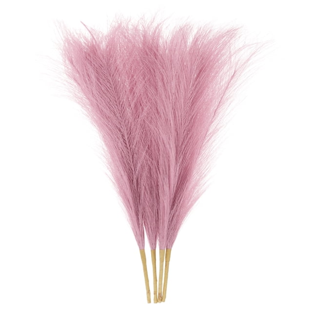 4 Paquetes de Hierba Pampas Falsa de 17 Pulgadas 6 Tallos Hierba Artificial para Decoración, Marrón Rojo