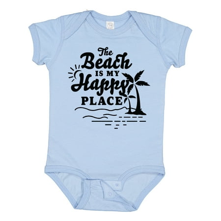 

Inktastic The Beach is My Happy Place with Palm Trees Gift Baby Boy or Baby Girl Bodysuit