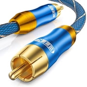 EMK Subwoofer Cable (3.3 ft/1m) -Digital Coaxial/Subwoofer Cable Dual Shielded with Gold Plated RCA to RCA Connectors -Top Blue Series